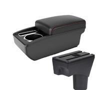 DIQXLGS Per N&issan Per Sunny Per March Per Micra K13 2010-2022 Bracciolo Auto Vano Contenitore Pezzi Retrofit(A1 Nero rosso SENZA USB)