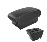 DIQXLGS Per SEAT Per ARONA Modifica Bracciolo Auto Scatola Immagazzinamento Doppio Strato Con USB Accessori Auto(B1 Nero rosso 3USB)