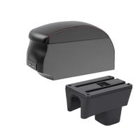 DIQXLGS Per Suzuki Per Swift 2005-2023 Bracciolo Auto Scatola Bracciolo Centrale Scatola Di Archiviazione Pezzi Modifica Con Portabicchieri USB(A1 Black Red single)