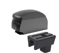 DIQXLGS Per Suzuki Per Swift 2005-2023 Bracciolo Auto Scatola Bracciolo Centrale Scatola Di Archiviazione Pezzi Modifica Con Portabicchieri USB(B1 Black Red double)