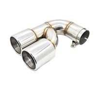 DIQXLGS Terminale Di Scarico Doppio Per F20 118i Serie 1 In Acciaio Inossidabile E Fibra Di Carbonio Terminale Di Scarico Accessori Per Auto(Argento)