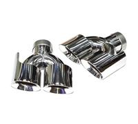DIQXLGS Terminale Di Scarico SVR Per Range Rover Sport 2014 2015 2016 2017 Con Bocca Tonda Nero 101 Mm In Acciaio Inox Con Uscita Quadrupla(Argento)