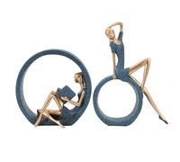 DIRBAK irl Statue, 2PCS Resin Figurines, Reading A Book Yoga Girl Modern Aesthetic Art Sculptures Bookshelf Bookcase Statue for Library Office Decor Gifts