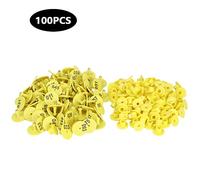 DIRBAK Livestock Ear Tags 100pcs Durable Bright Yellow Round Number Marker Labels for Pig Sheep Cattle Foxes TPU Material 3cm Diameter