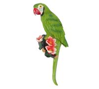 DIRBAK Parrot Wall Decor Resin Bird Figurine Half Face Hanging Sculpture for Living Room Balcony Garden Exquisite Design Lifelike Appearance Vibrant Touch Durable 13.4 x 5.1 Inches (green)