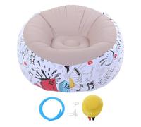 DIRBAK Poltrona a Sacco Gonfiabile con Supporto ergonomico e Motivo Doodle, Poltrona Gonfiabile in PVC Floccato, Poltrona a Sdraio Portatile e Comoda per Soggiorno e Camera da Letto