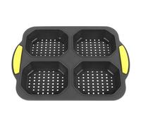 DIRBAK Teglia in silicone Teglia antiaderente Calore 4 Griglie Panini per hot dog francesi Pane Lavabile in lavastoviglie per la cottura domestica Uso della di famiglia