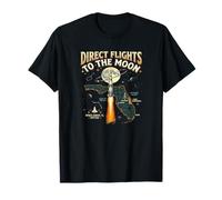 Direct Flights to The Moon Florida Space Coast Retro Maglietta