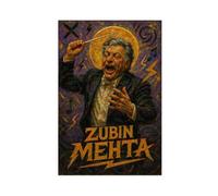 Direttore d'orchestra Zubin_Mehta Poster su tela da parete per camera da letto, ufficio, stanza, regalo, senza cornice, 30,5 x 45,7 cm