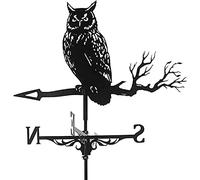 direzione del vento, Banderuola Gufo Banderuola segnavento in metallo Banderuola nera retrò Fattoria Giardino Patio Cortile Tetto Ornamento Decorazione Banderuole Indicatore di direzione del vento