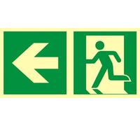 Direzione uscita di emergenza a sinistra, 300x150, il tabellone si illumina...