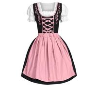 Dirndl - Abito da donna a maniche corte, con grembiule a forma di cuore decorativo per carnevale, Rosa, XXXL