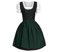 Dirndl - Abito da donna a maniche corte, con grembiule a forma di cuore decorativo per carnevale, Verde scuro, 5X-Large