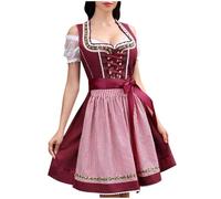 Dirndl - Abito da donna in velluto, da donna, rosso, con camicetta Dirndl, in pizzo, tradizionale, costume tradizionale bavarese, Oktoberfest, Colore: rosso, S