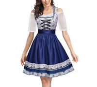 Dirndl Abito da donna lungo, blu, moderno, abito tradizionale Dirndl, con camicetta Dirndl, set completo, elegante costume tradizionale bavarese, abito classico per Oktoberfest