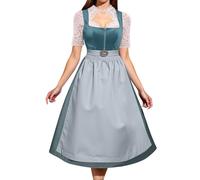 Dirndl Abito lungo da donna, elegante abito tradizionale bavarese, con grembiule in pizzo, 2 pezzi, classico, abito tradizionale tradizionale, raffinato vestito bavarese per Oktoberfest