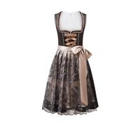 Dirndl - Abito tradizionale bavarese da donna, abito tradizionale bavarese, con grembiule in pizzo, classico, per Oktoberfest, grigio., XXL
