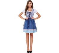 Dirndl - Abito tradizionale bavarese da donna, lunghezza al ginocchio, con grembiule in pizzo, 2 pezzi, alla moda, stile bavarese, per costume tradizionale bavarese, BU1, L