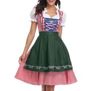 Dirndl - Abito tradizionale tradizionale bavarese da donna, blu, con grembiule in pizzo, 2 pezzi, elegante, abito tradizionale classico, per Oktoberfest