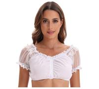 Dirndl Bluse Spitze Donna, Germania Oktoberfest Abito Dirndl da Donna a Maniche Corte Abito da Birra,Abito da Spettacolo sul palco Canottiere