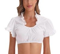Dirndl Camicetta da donna a maniche ad ali - Camicetta tradizionale Dirndl bianco maniche ad ala Dirndl Dirndl camicetta Dirndl camicetta tradizionale bavarese con scollo a V, #1 bianco, S