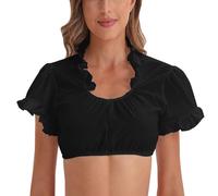 Dirndl Camicetta da donna a maniche ad ali - Camicetta tradizionale Dirndl bianco maniche ad ala Dirndl Dirndl camicetta Dirndl camicetta tradizionale bavarese con scollo a V, # 1 nero, S