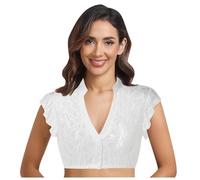 Dirndl Camicetta da donna a maniche corte, elegante camicetta in pizzo, per costume tradizionale bavarese, Oktoberfest, maniche ad ali Dirndl, #3-c - Bianco, L