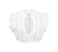 Dirndl Camicetta da donna bianca in cotone tradizionale tradizionale tradizionale bavarese, a maniche corte, con scollo a V, colletto alto, in pizzo, senza spalline, colore nero, #1, trasparente, S