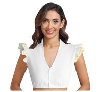Dirndl, camicetta da donna con scollo a V, colore verde, per Oktoberfest, Dirndl, camicetta tradizionale Dirndl, camicetta tradizionale bavarese, colore bianco, giallo, M