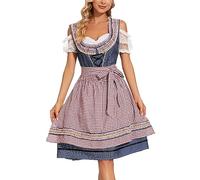 Dirndl da donna Midi, abito tradizionale bavarese, abito tradizionale bavarese, con grembiule in pizzo, 2 pezzi, elegante, abito tradizionale classico, costume bavarese per abbigliamento Oktoberfest
