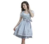 Dirndl da Donna Midi con Grembiule Abito Donna Dirndl Bavaria Oktoberfest Set 3 Pezzi Donne Halloween Signore Adulti Abiti Vestiti Oktoberfest Domestica Costume Cosplay Vestito (Light Gray, M)