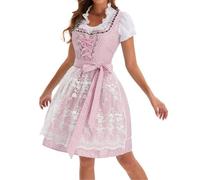 Dirndl Da Donna Midi Vestito Grembiule Retrò Costume Tradizionale Bavarese Vestiti Cameriera Dell'Oktoberfest Beer Bavarian Women's Dress Carnevale Sexy