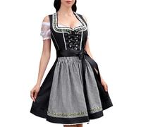 Dirndl Da Donna Midi Vestito Grembiule Retrò Costume Tradizionale Bavarese Vestiti Cameriera Dell'Oktoberfest Festa Octoberfest E Abito Oktoberfest