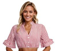 Dirndl Donna Camicia, Camicetta a Quadri Bavarese dell'Oktoberfest da Donna, con Maniche Svasate, Bottoni sul Davanti, Scollo a V, Lingerie per Feste e Abbigliamento Quotidiano.