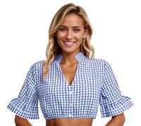 Dirndl Donna Camicia, Camicetta a Quadri Bavarese dell'Oktoberfest da Donna, con Maniche Svasate, Bottoni sul Davanti, Scollo a V, Lingerie per Feste e Abbigliamento Quotidiano.