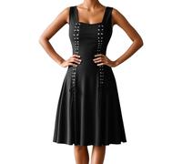Dirndl Donna Corto Vestito Tirolese Donna Medievale per Halloween Ruoli Versatile per Tutte Le Stagioni Set Completo Grembiule da Oktoberfest Festa Popolare