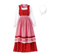 Dirndl Donna Lungo Abito Tipico Tirolese Donna A Quadri Da Prateria Tedesco Con Lederhosen Floreale Grembiule Stagionale Elegante Set Completo Gonna Da Ragazza Della Birra Halloween