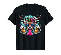 Dirndl Lederhose Hirsch Bier Lustig Spruch Oktoberfest Camicia Maglietta