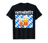 Dirndl Lederhose Hirsch Oktoberfest Bier Bayern Zeltfest Top Maglietta