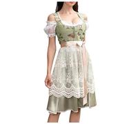 Dirndl Oktoberfest Vestito Bavarese Costume Festa Della Oktoberfest Cameriera Cosplay Vestito Costume Midi con Camicetta e Grembiule Feste Di Carnevale, Birreria, Costume Tedesco
