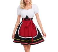Dirndl Set da donna completo con camicetta, abito tradizionale bavarese midi moderno, gonna tradizionale bavarese, taglia grande, in pizzo, chiusura lampo, lunghezza al ginocchio, elegante, occasioni