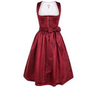 Dirndl Star Dirndl Donna Midi Rosso - Abito Tradizionale Donna con Grembiule Plissettato per l'Oktoberfest 44