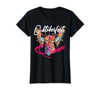 Dirndl Top Sekt Hirsch Bier Lustig Spruch Oktoberfest Queen Maglietta