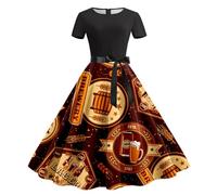Dirndl - Vestito da donna in stile retrò, abito tradizionale bavarese, costume tradizionale Dirndl, set completo per Oktoberfest, per feste Dirndl, taglia grande, caffè, S