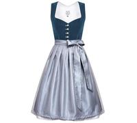 DIRNDLSTERN Abito Dirndl Donna Midi - Gonna Tradizionale in Velluto con Grembiule Oktoberfest Costume Outfit Blu 40