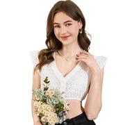DIRNDLSTERN Camicetta Dirndl da Donna Bianca - Elegante Camicetta Dirndl a Maniche Corte con Pizzo e Scollo a Goccia per l'Oktoberfest 38