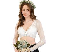 DIRNDLSTERN Camicetta Dirndl da Donna in Pizzo a Manica Lunga - Camicetta Tradizionale per l'Oktoberfest Taglia 36
