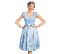 DIRNDLSTERN Dirndl da Donna Midi - Abito Tradizionale con Maniche Rimovibili Costumi Gonna Oktoberfest Azzurro 36