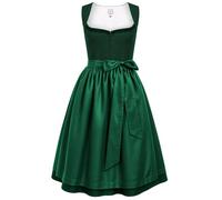 DIRNDLSTERN Dirndl Donna Tradizionale Verde - Abito Midi per Oktoberfest in Lino con Grembiule 38