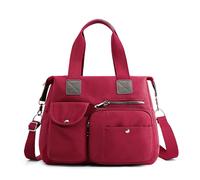 DIRRONA Borsa Tracolla Donna Borsa A Mano Casual - Borsa Tote Con Più Tasche Impermeabile E Resistente Tracolla Removibile Ideale Per Lavoro Università E Viaggio Rosso Borgogna